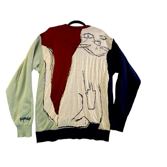 RIPNDIP Men Lord Nermal Sweater Size L Multicolor Crew Neck Long Sleeve Cat - Picture 2 of 8